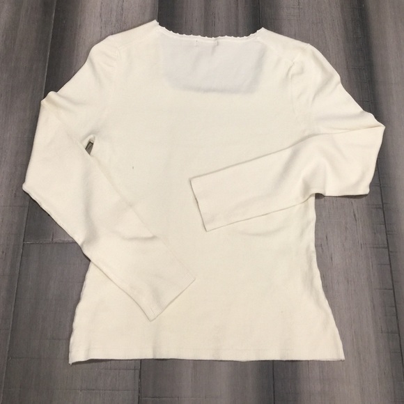 NWT BCBG Maxazria Cream Square Neck Sweater - Picture 4 of 6
